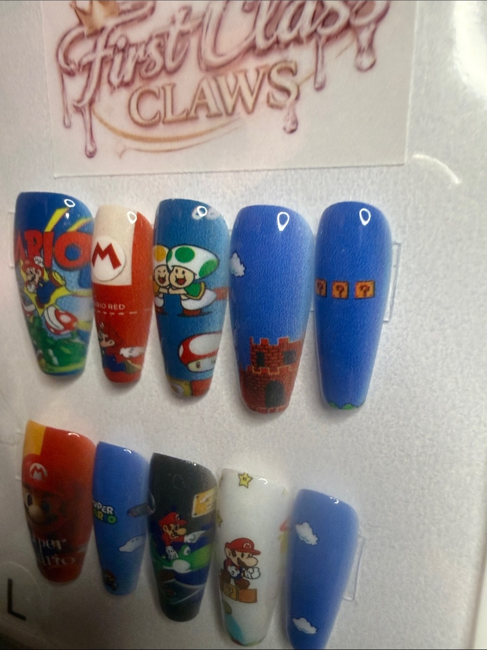 First Class Claws Super Mario Press-On Nails — Blue, Red, White, Black - Picture 3 of 5